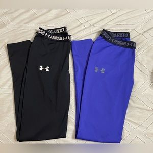 Underarmour leggings, size small. Black and blue.